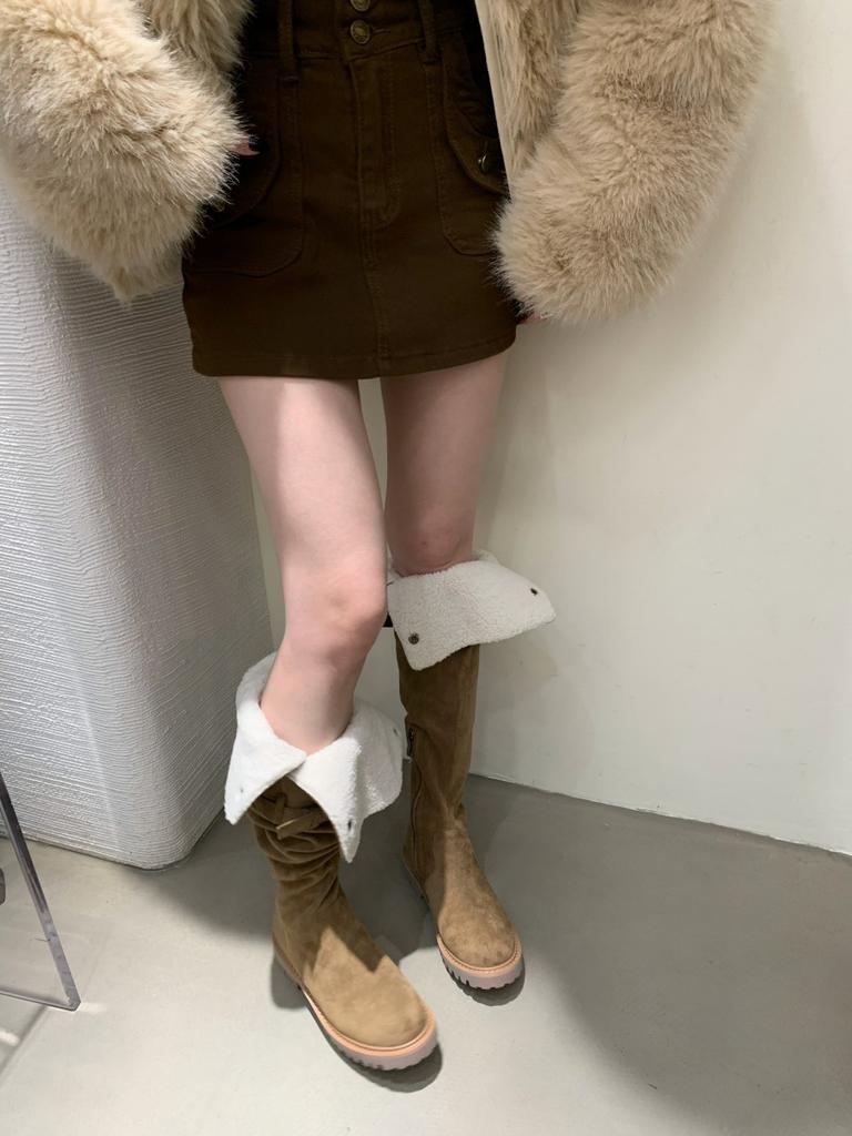 Retro rivet slim knee boots women's 2025 new winter thick heel suede two wear tall western knight boots