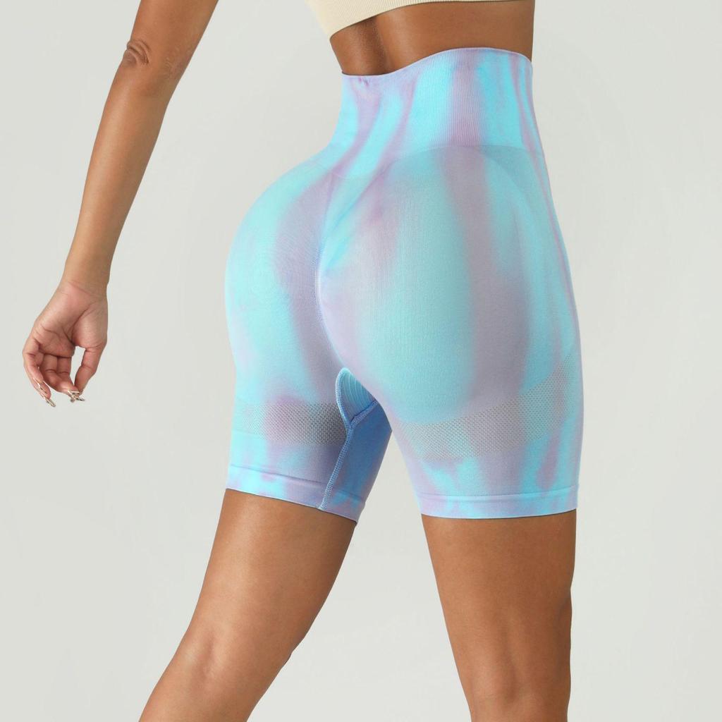 Women's Colorful Aurora Honey Butt Lifting Yoga Shorts - Quick-drying Gradient Fitness Three-quarter Sports Pants