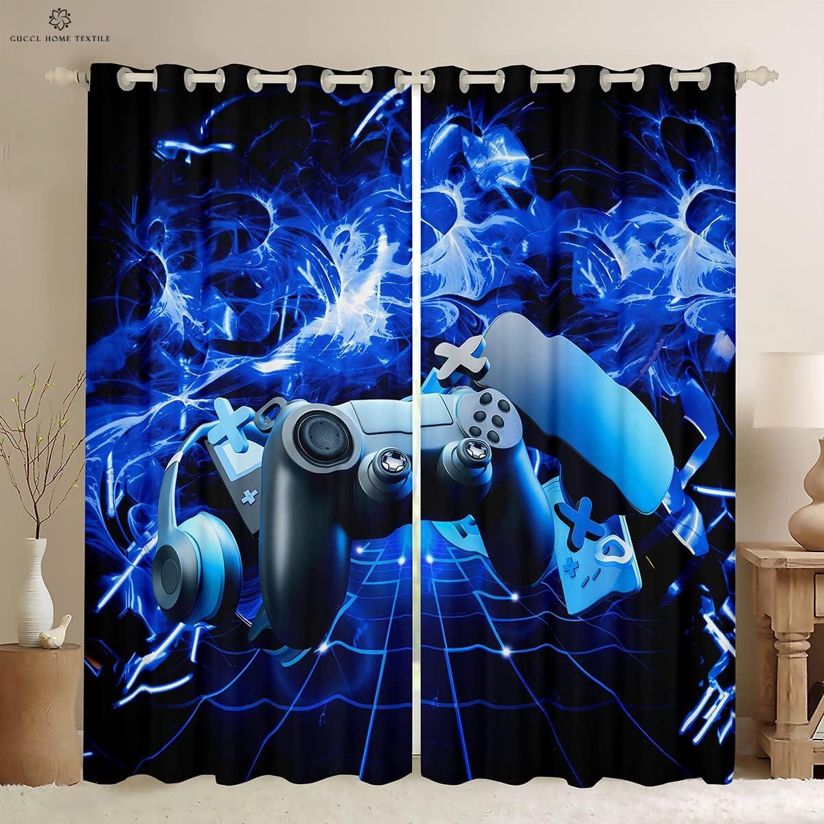 

Шторы для игрового окна в киберспортивной комнате, красочная креативная печать, гостиная, спальня, украшения для киберспорта, индивидуальные шторы, 2 шт. W50xH130(CM)x2PCS&Grommet Top