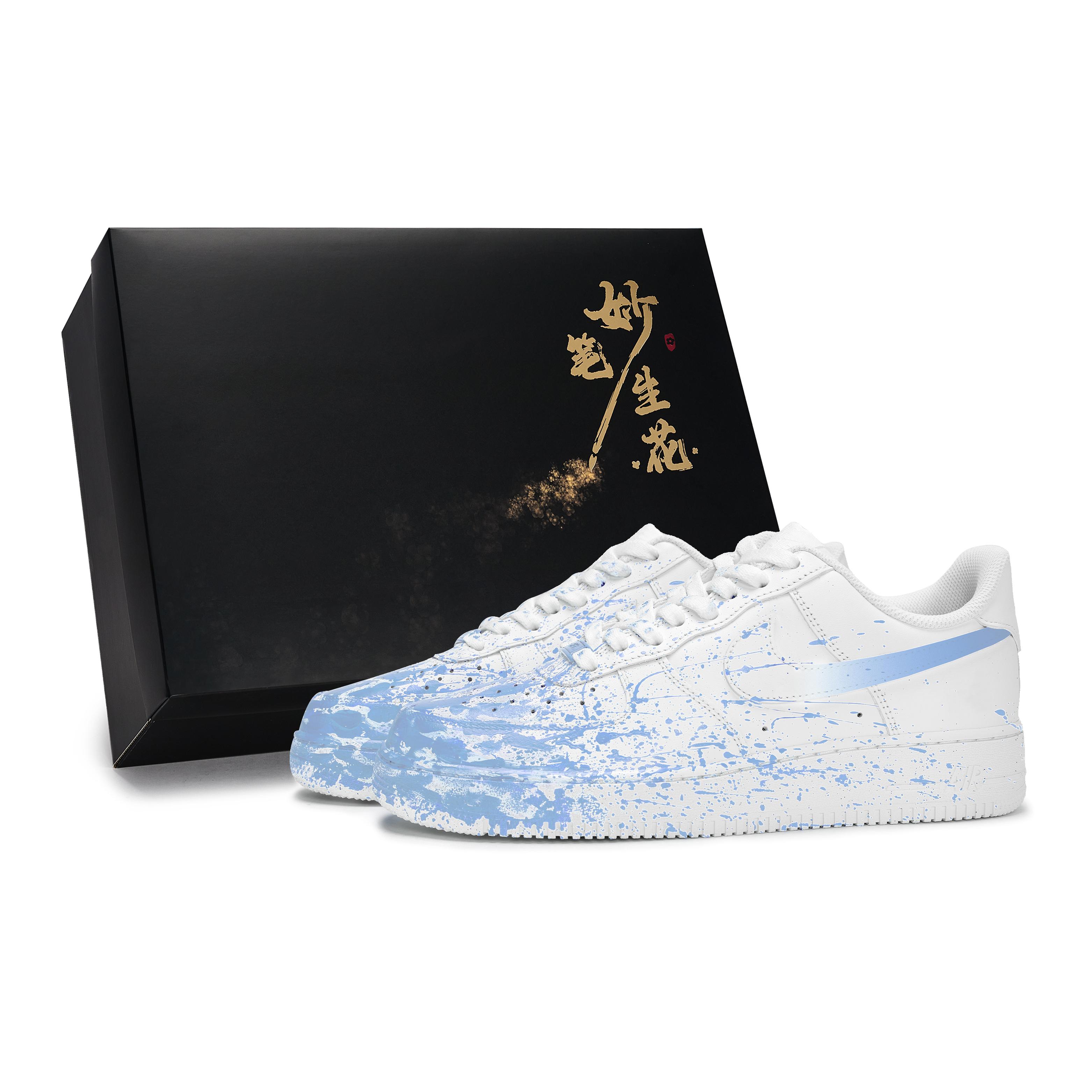 

Nike Air Force 1 Magic Brush Blooms, Vacation Scene Low top Skateboard Shoes Unisex White Blue CW2288-111(Team171-S-BOX) 37.5