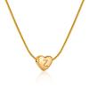 Plated Gold 18k Stainless Steel Heartshaped Alphabet Pendant Necklace For Women Fashionable And Versatile Snake Bone Lett Chain