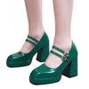 40-47 Foreign Trade Large Size Spring Waterproof Platform Thick High Heel Shallow Mouth Square Head Mary Jane Women's Single Shoes Skinny