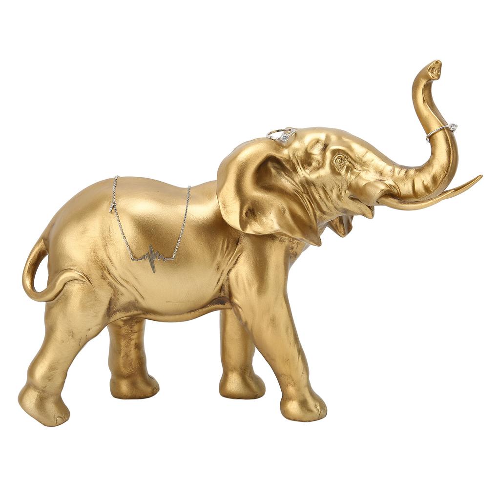Elephant Shaped Figurine Resin Exquisite Cute Elephant Statue Ring Jewelry Holder Decoration Gift