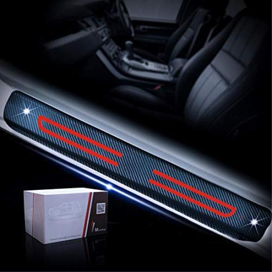 Side Step Guard Scuff Protect Sheet Car Carbon Fiber Door Guard Sticker for Daihatsu Mira Move Canvas pieces for one Parts Red Reflective Tape Gino,