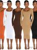 2026 Autumn/Winter Sexy Round Neck Slim Fit Hip-Hugging Dress