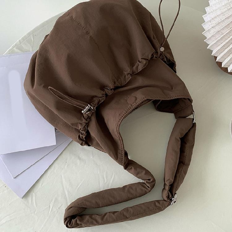 Crossbody Bag Ruched Large Capacity Nylon Bag for Women Versatile Trendy Bag