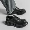 Herren Punk Stiefel Brogues Business Aufzugsschuhe Schwarze Braune Lederschuhe Dicke Sohle Plateau Schuhe Übergröße
