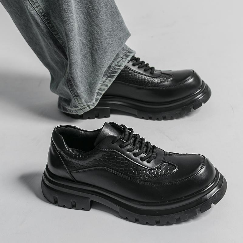 Herren Punk Stiefel Brogues Business Aufzugsschuhe Schwarze Braune Lederschuhe Dicke Sohle Plateau Schuhe Übergröße