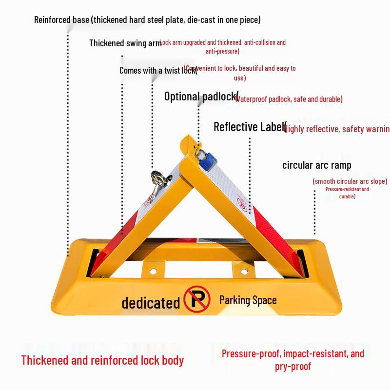 Thickened Triangle Parking Post: Anti-Collision Wheel Stopper with No-Drill Installation