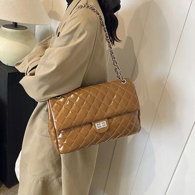 Rhombus Chain Bag Women's Bag 2025 New Fashionable Large-capacity Commuter Shoulder Bag Casual Versatile Messenger Stray Bag