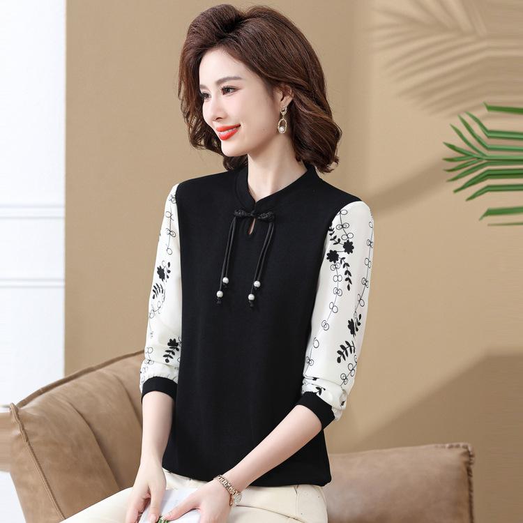 

Модное весеннее платье для мамы, модная рубашка, новый облегающий топ, модный тонкий вязаный свитер для женщин среднего и пожилого возраста на весну и осень 5XL