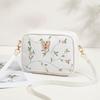 Embroidered Flower Bow Camera Bag Simple Women's Casual Small Square Bag PU Leather Shoulder Crossbody Bag AVE