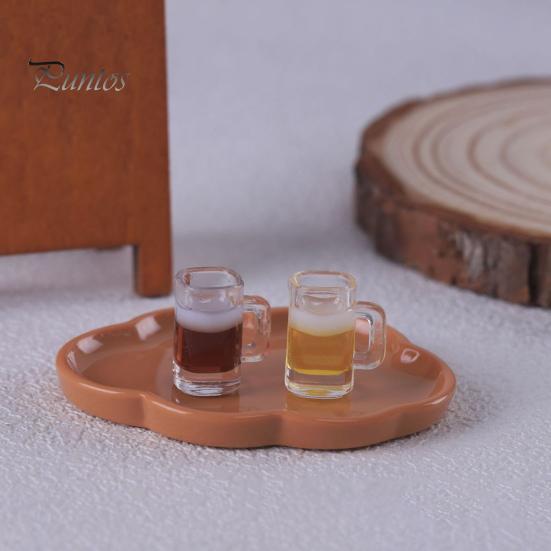 Doll House Wine Glass Decor 10 Pcs Mini Beer Mug Acrylic with Simulation Kitchen Countertop Miniature Model for Micro Landscape Glasses Set