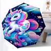 1pc Sturdy 8-Bone Auto Umbrella, Christmas Adorable Unicorn Umbrella, Digital Printed, Foldable Umbrella for On-the-Go Outdoor Use