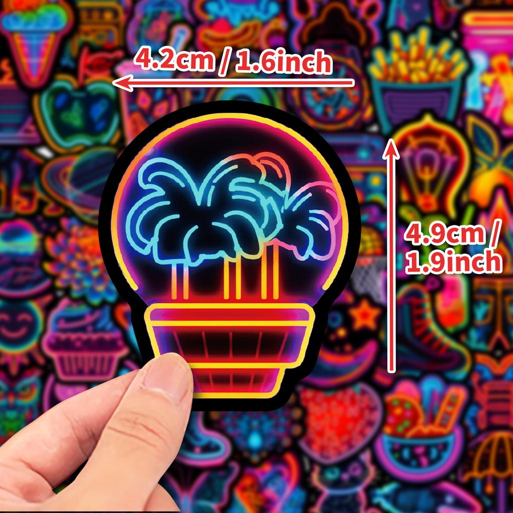 50 Neon Stickers Creative Diy Notebook Luggage Skateboard Water Cup Waterproof Decoration Graffiti Sticker