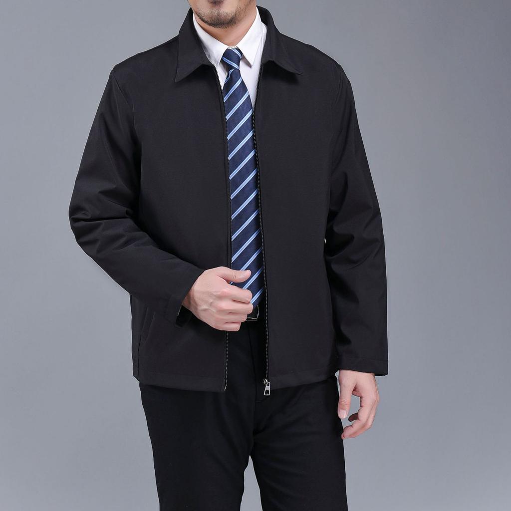 New Autumn and Winter Large Size Men's Jacket Men's Loose Casual Business Lapel Middle-aged and Elderly Jacket Jacket