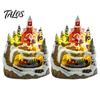 Christmas Atmosphere Enhancers 2Pcs Train Music Box with Rotating Light, Snow Village Carousel Winter Wonderland Party Favors Ornament, Battery/USB