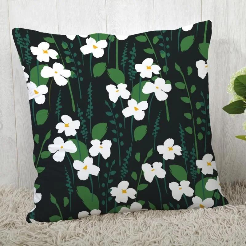 Chamomile Pillowcase Sofa Car Waist Throw Pillow Case Home Decoration Ins Style Flower Landscape Cushion Cover