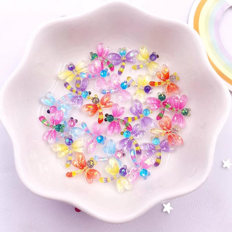WTEMPO 110PCS Mini Cute Dragonfly Resin Decorations Flat Back Nail Art Accessories Ideal for Nail Art & Crafts Making Supplies Assortments