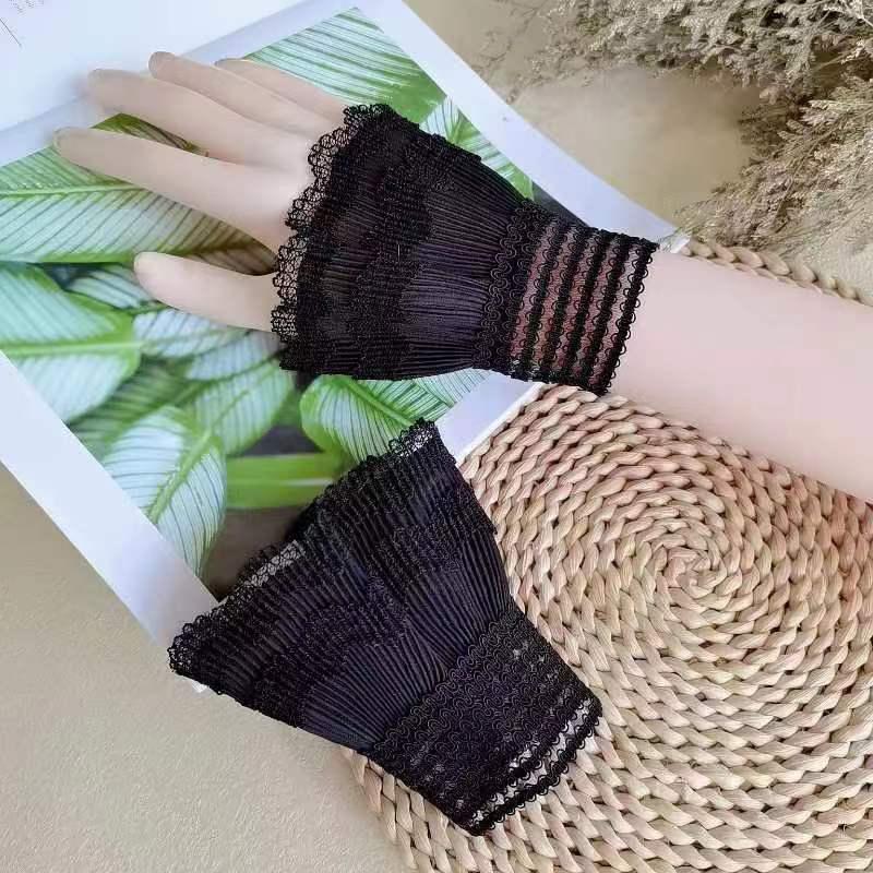 

Sun Protection Arm Cover for Women Lace Decorative Fake Sleeves Extender Knitted Cuffs UV Blocking Summer Sweater Accessories чёрный