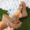 Ciabatte Zeppa da Donna Design Stampa Leopardo Ciabatte Estive Open Toe Tacchi Alti Ciabatte da Donna Sandali Zeppa Sandali Romani
