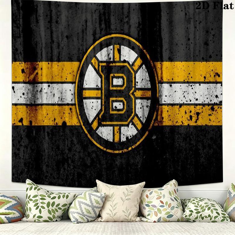 Boston Bruins Logo Wall Tapestry Aesthetic Wall Hanging Printed Fabric Blanket Decorative Tapestries for Bedroom Living Room Home Decor