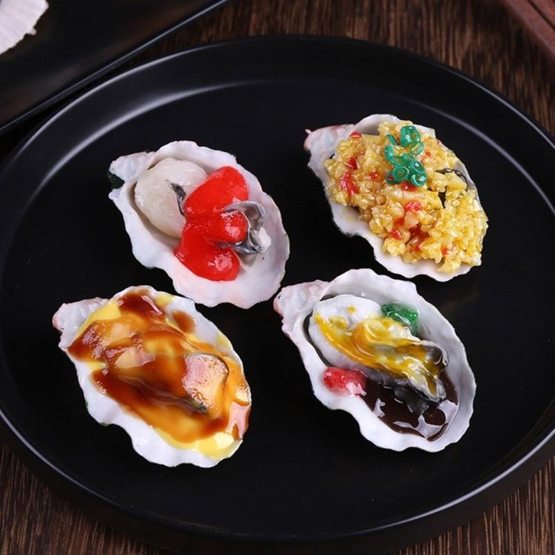 Artificial Grilled Oysters Model Simulation Grilled Scallops Model Realistic Roasted Oysters Fake Seafood Display Props