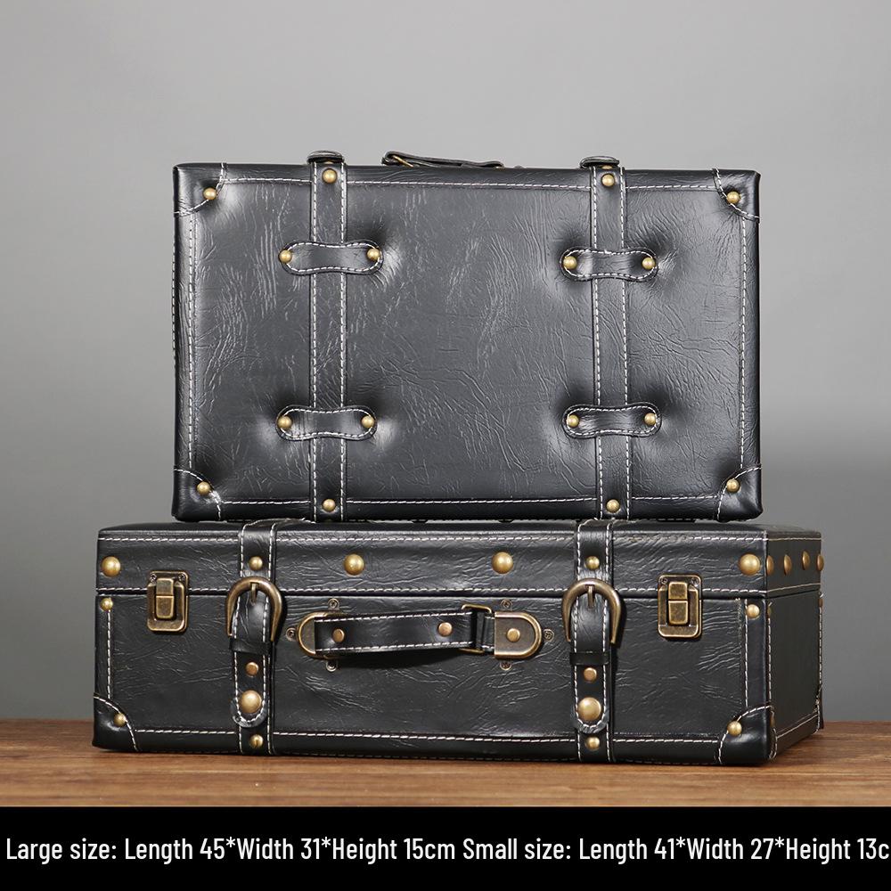 Vintage American Retro Leather-Wooden Suitcase Display and Photography Prop