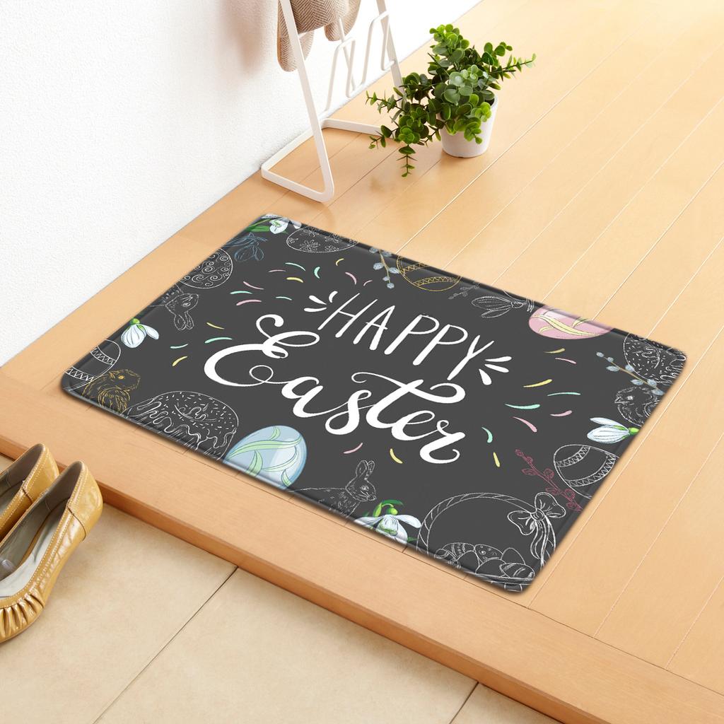 Easter Egg Rabbit Door Mat Easter Bathroom Absorbent Foot Mat Bedroom Living Room Non-Slip Floor Mat Carpet