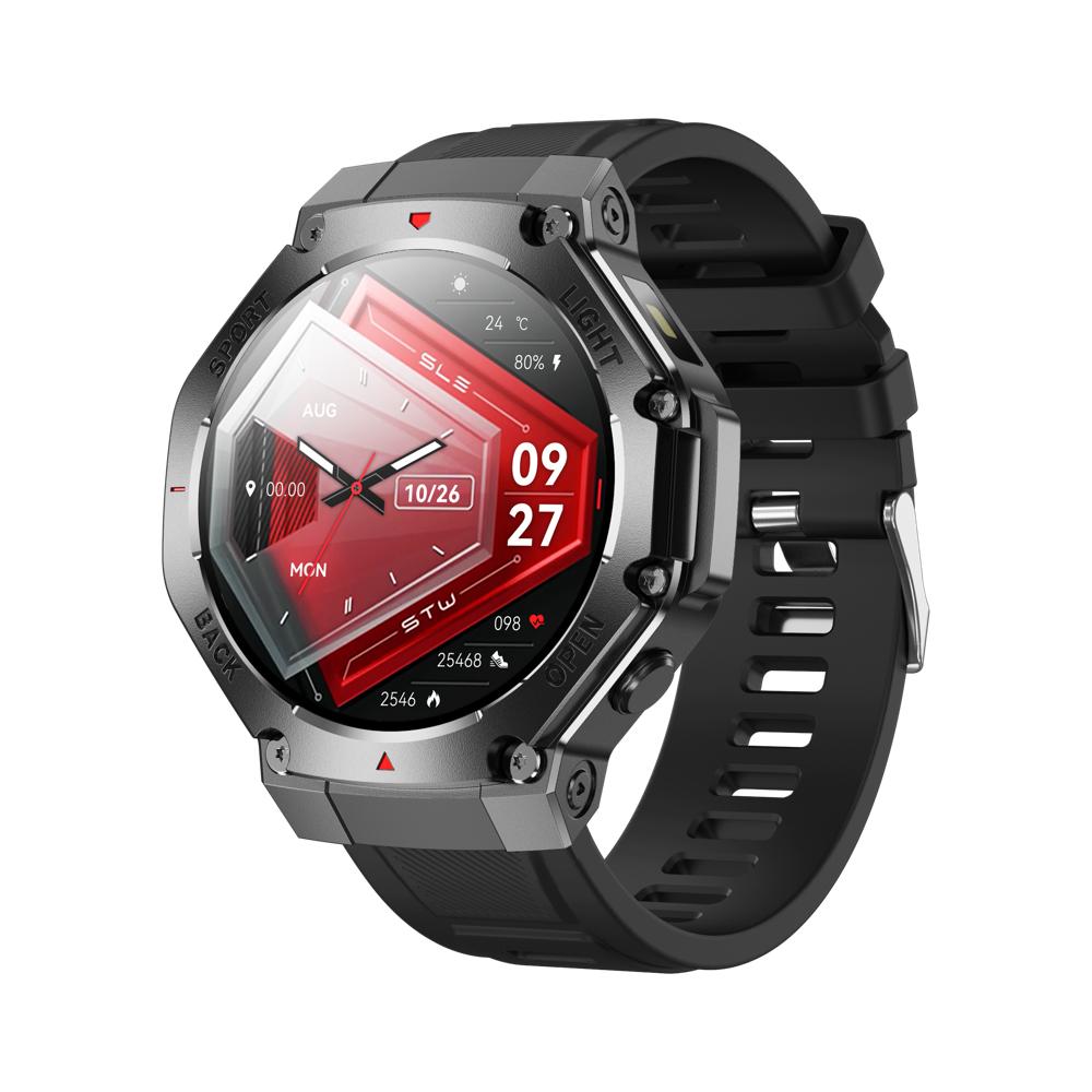 

1.53 Men Blue Tooth Call Outdoor Smart Watch Flashlight Compass Heart Rate Health Bracelet GPS Motion Trajectory Smartwatch
