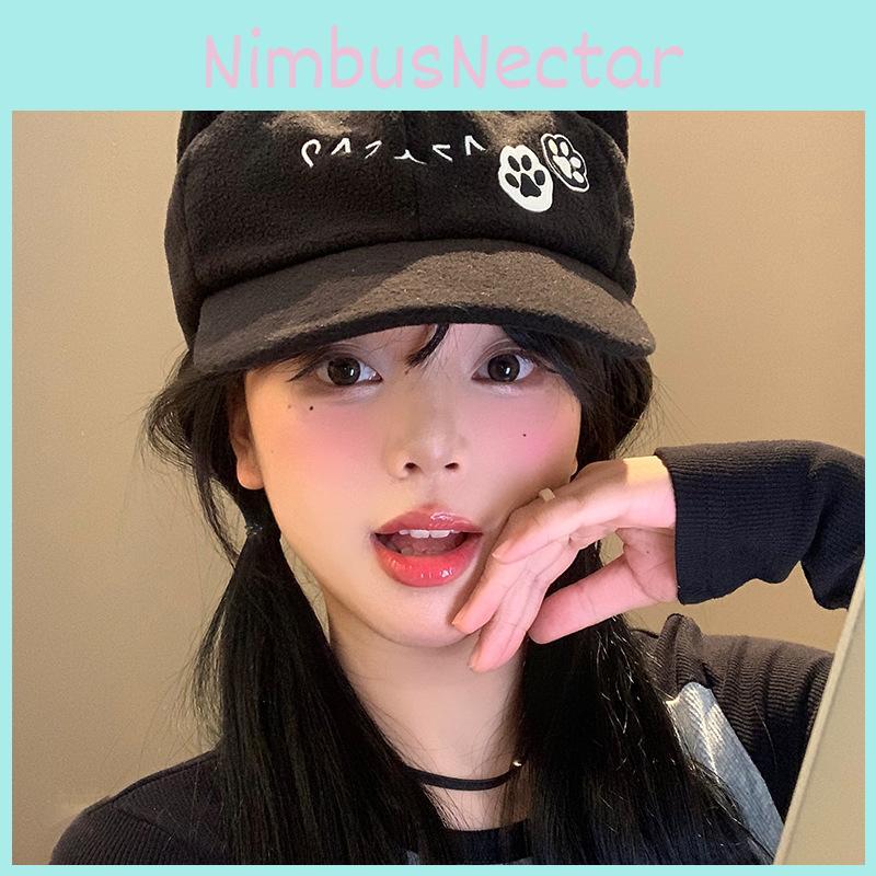 Charming Black Cat Ear Cap For Youth Stylish Anime Design Perfect For Spring Wear