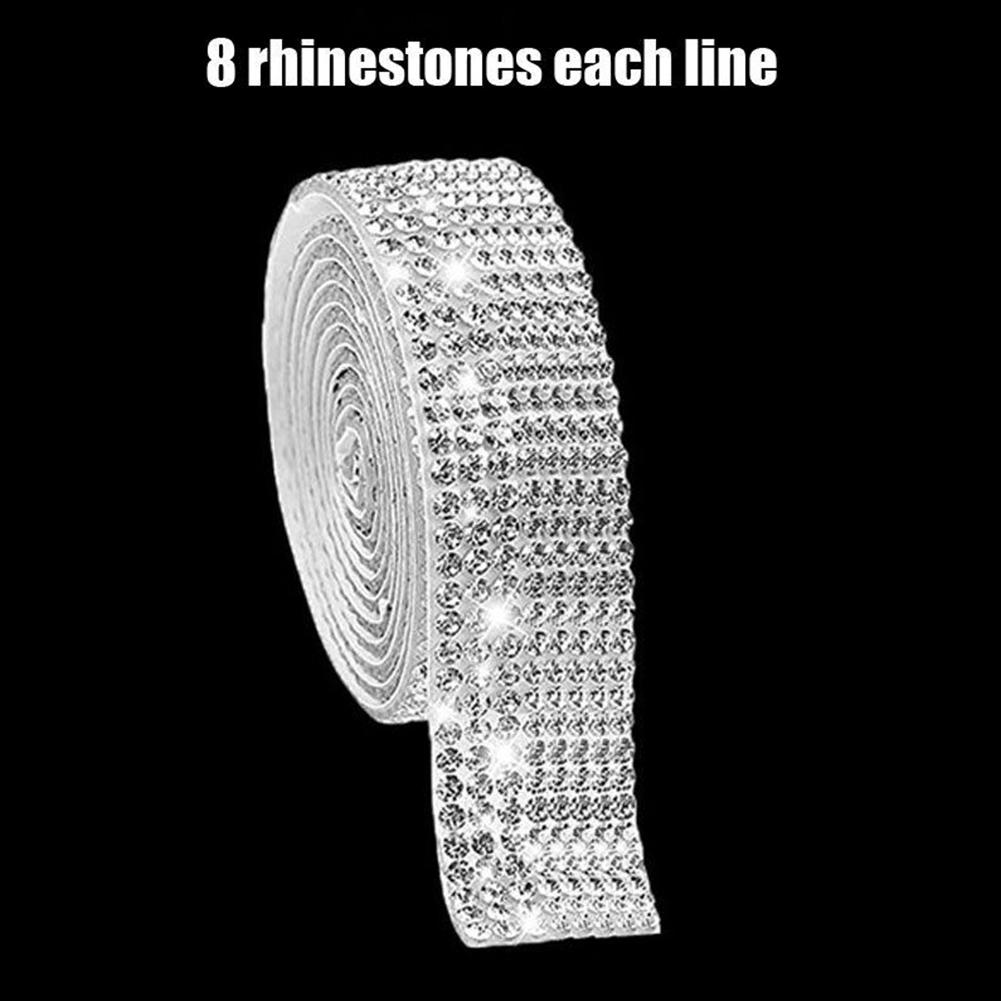 90cm Silver White Car Clothing Decor Rhinestone Decorative Stickers