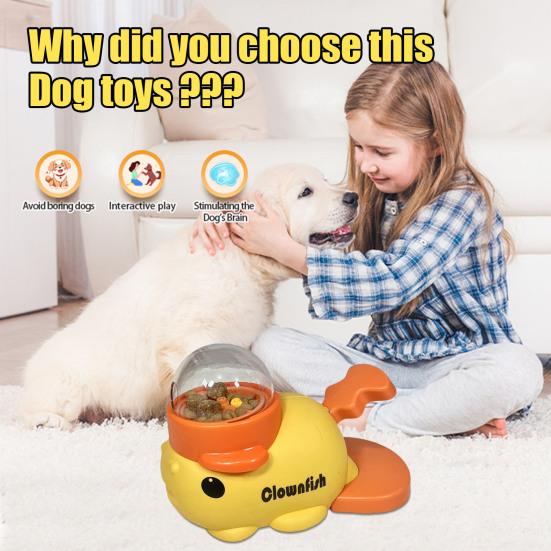 Interactive Dog Treat Dispenser Toy Adjustable Food Dispensing Puzzle Toy Clownfish Design Slow Feeder for IQ Training Mental Stimulation