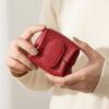 Soft Lychee Pattern Coin Purse Multifunctional Solid Color Short Small Wallet Square Snap Button Mini Cowhide Wallet Travel