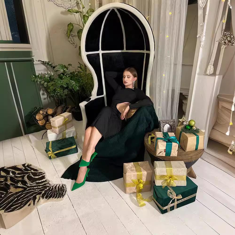 Europejsko-Amerykańska Letnia 2025 Seksowna Długa Sukienka z Wycięciami - Wyszczuplająca Wysoki Stan, Długi Rękaw