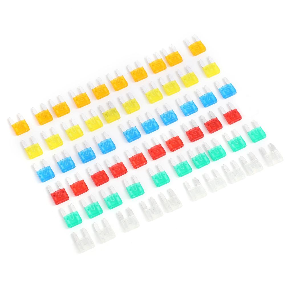 60 Stück Auto Sicherungen Mini Kunststoff Silber Klingen Typ Auto Innenteile für Autoschutz