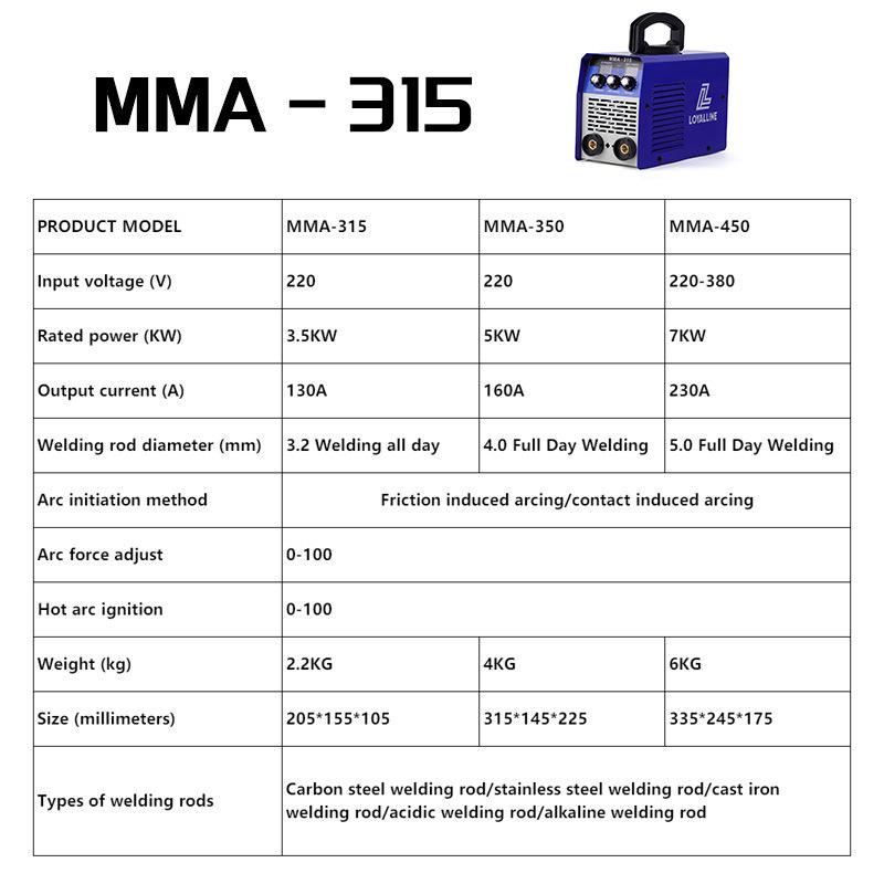 Nai Shun Jia MMA-315 Portable Arc Welder Set for Outdoor Use
