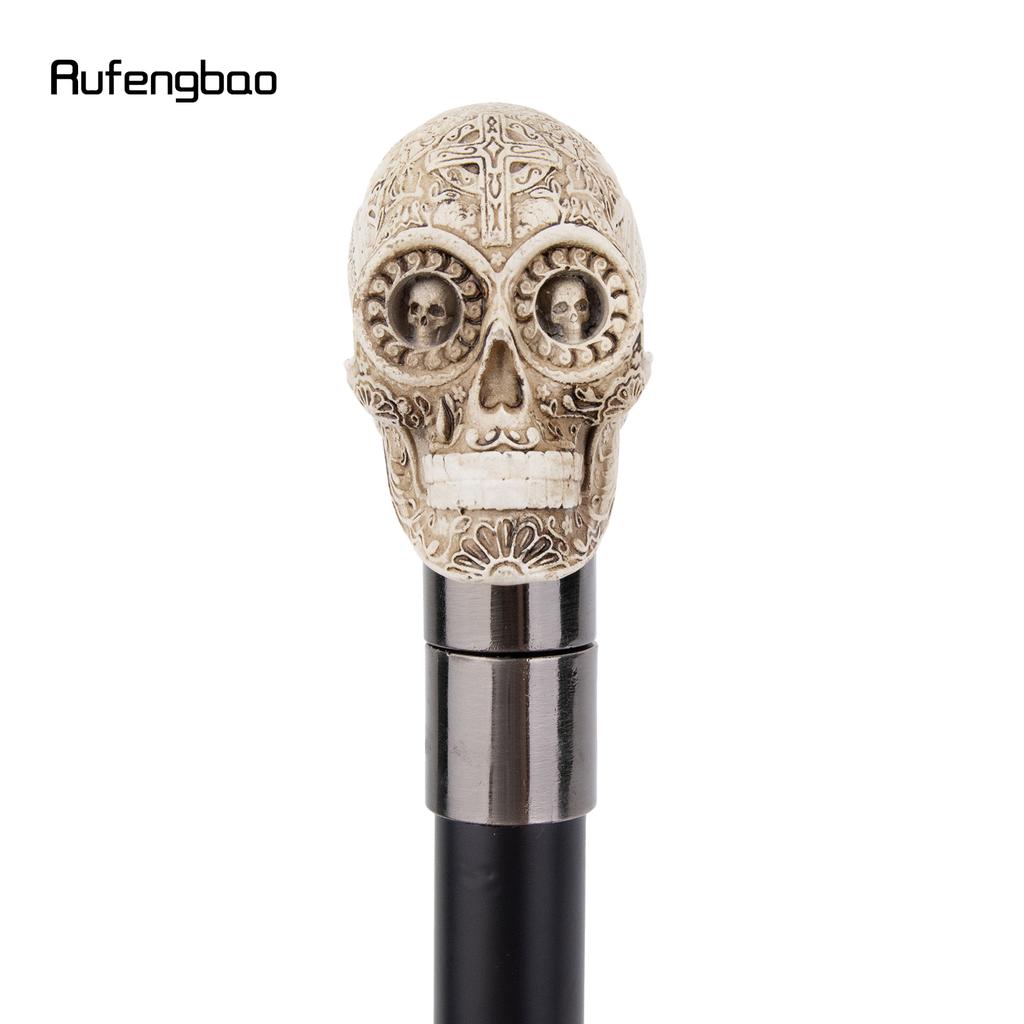 Yellow Resin Skull Head Walking Cane Fashion Decorative Steel Stick Gentleman Elegant Cosplay Cane Knob Crosier 92cm