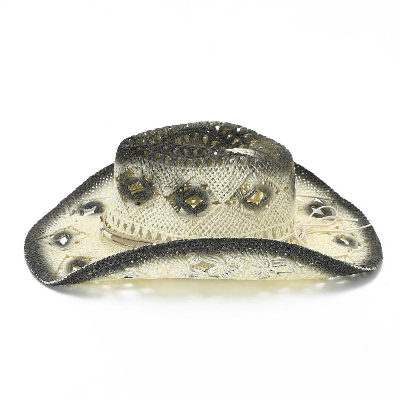 Cowboy Hat Men's and Women's Hollow Fishing Hat Beach Hat Sun Hat Western Vintage Cowboy Straw Hat