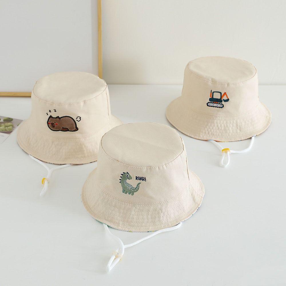 Cartoon Dinosaur Children Fisherman Hat Windproof Baby Capybara Sun Cap Kids Bucket Hat Toddler