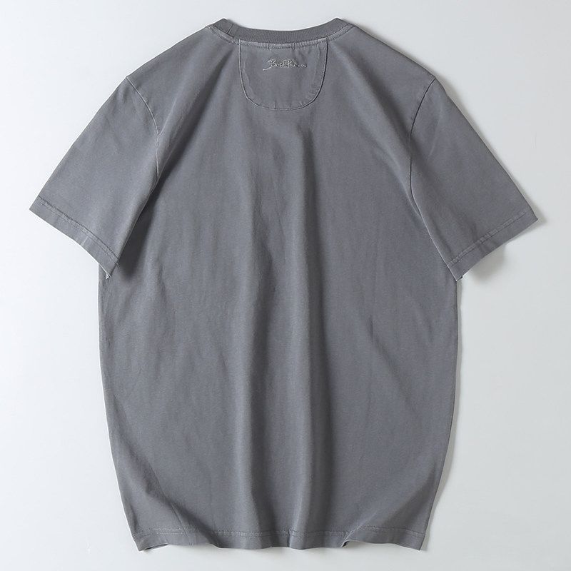 Designer Pocket-Decorated Summer Men's Vintage Washed Cotton Skin-Friendly Breathable Crew Neck Short-Sleeve T-Shirt