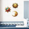 3Pcs Sun Moon Star Wall Decorations Waterproof Bohemian Sun Moon Star Wooden Wall Art Set Outdoor Indoor Hanging Decor Retro Style Garden Patio