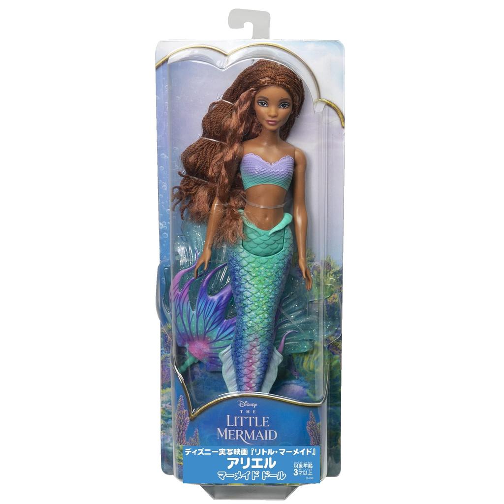 Mattel Disney Arielle Meerjungfrauen-Puppe aus dem Film Arielle die kleine Meerjungfrau 3 und HLX08 Realverfilmung „Die kleine Meerjungfrau“ [Puppe] [Bewegliche Flosse] [Anziehpuppe] [Alter