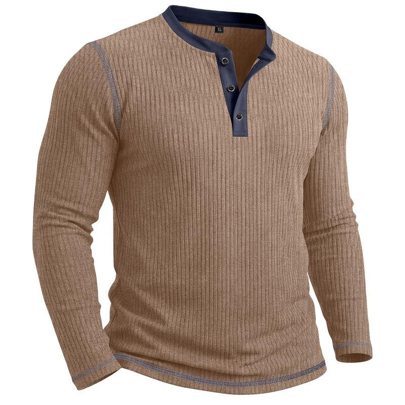 Mens Long Sleeve Henley Shirt Casual Autumn Winter Top