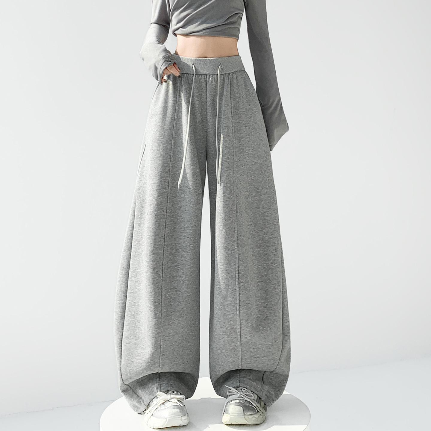 Spring 2026 Women s Trendy Patchwork Wide-Leg Sweatpants - Heavyweight, Loose, Casual Sportswear 2XL