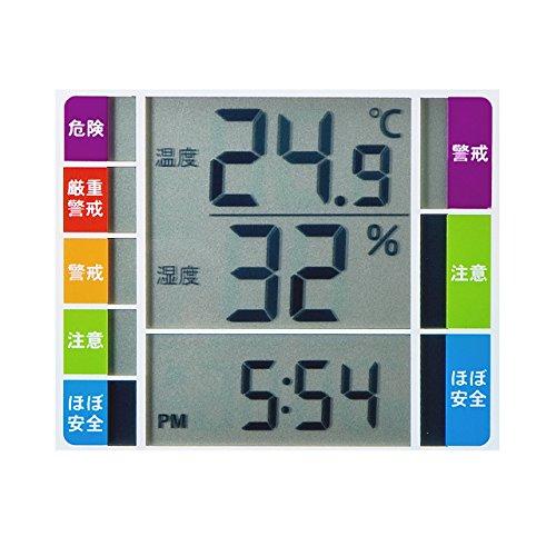 SANWA SUPPLY Digital Thermometer and Hygrometer with Influenza & Heatstroke Indicator (with Warning Buzzer Setting Function) CHE-TPHU2WN