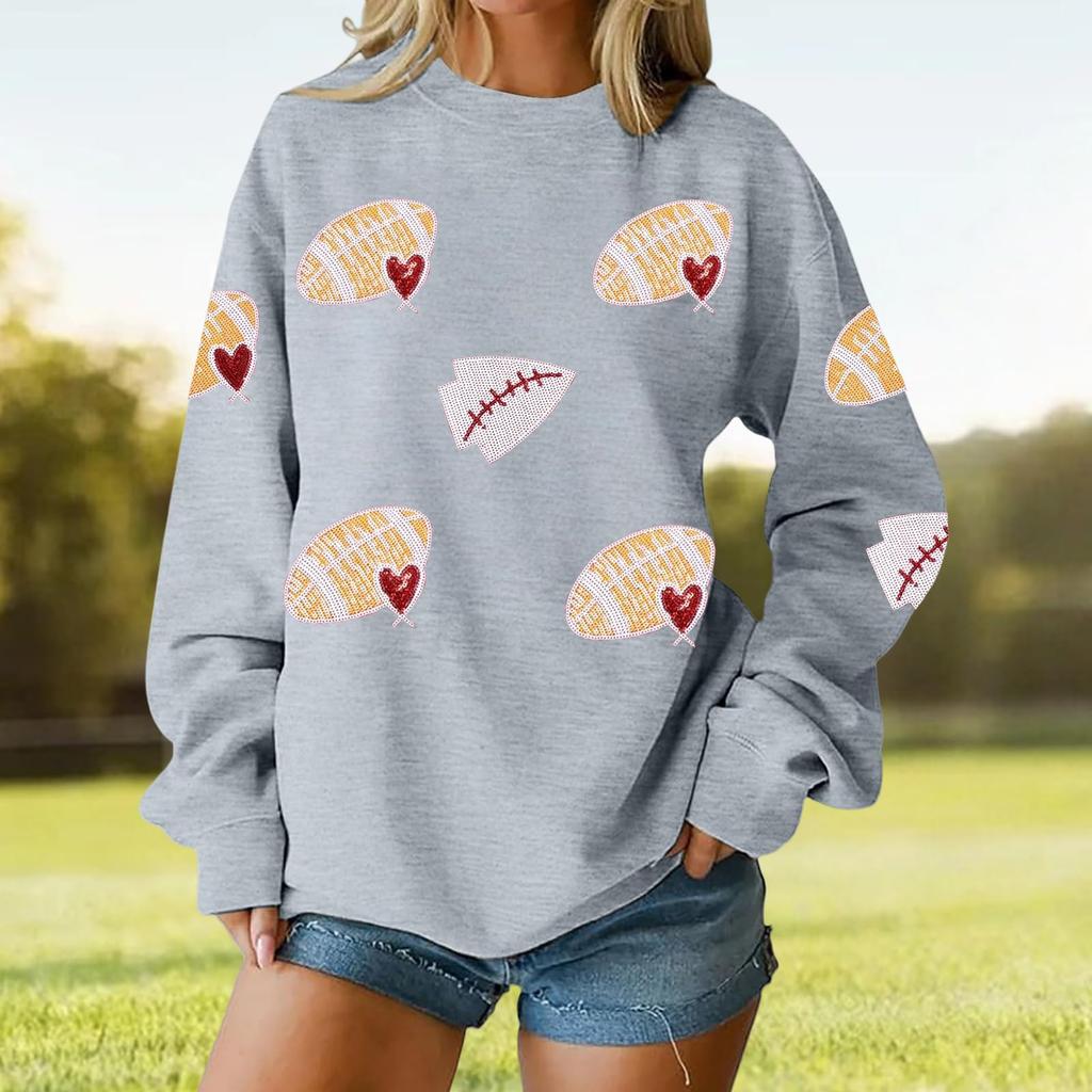 Ladies' Loose And Comfortable Casual Fashionable Rugby Print Sweatshirt