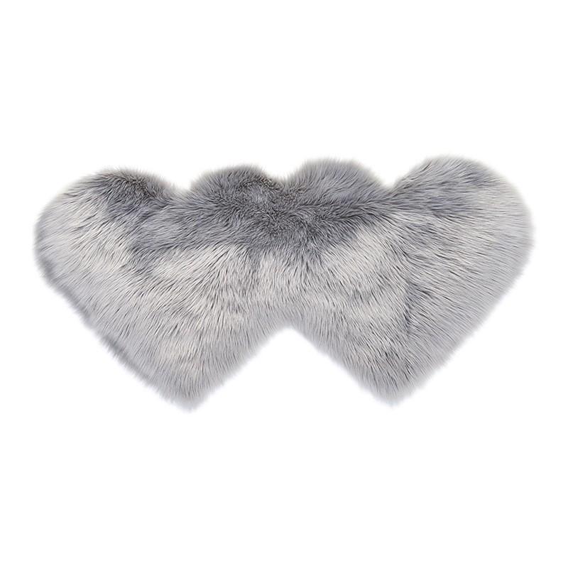 Modern Heart-Shaped Faux Wool Rug – Long Pile Mat for Bedroom & Living Room