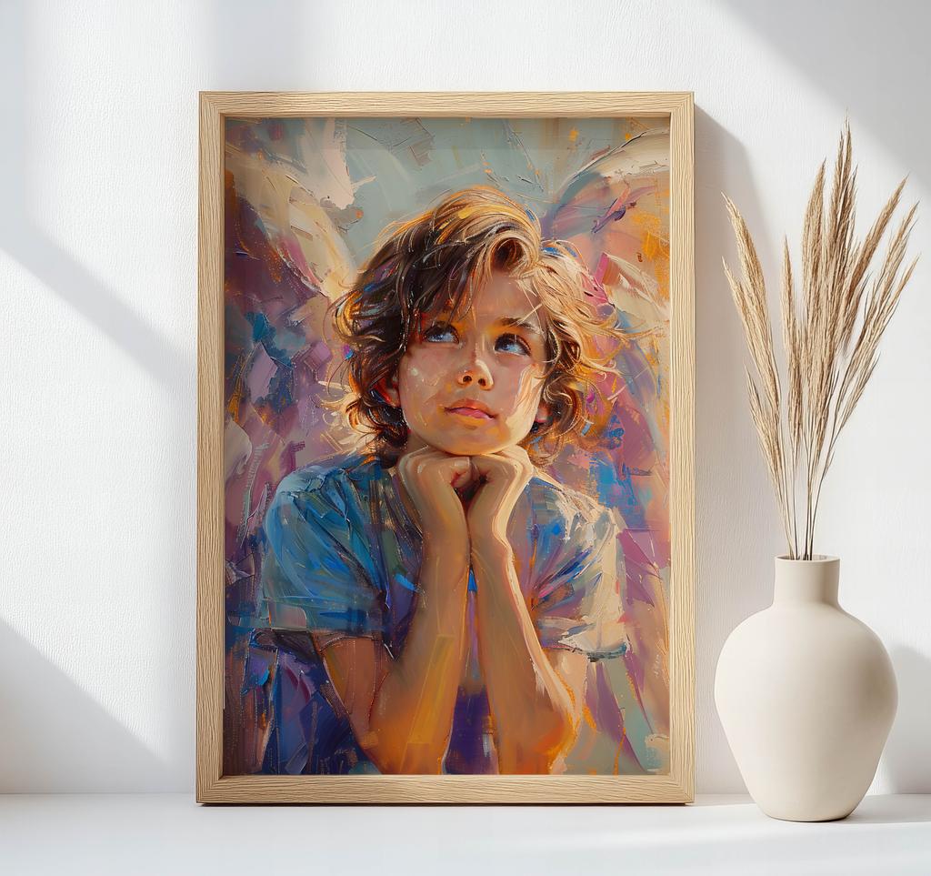 Plakat Anielska Zaduma Plakat Anielska Zaduma, 30X40 Cm, Rama Drewniana Ciemny Brąz, Papier Matowy 230 Gsm
