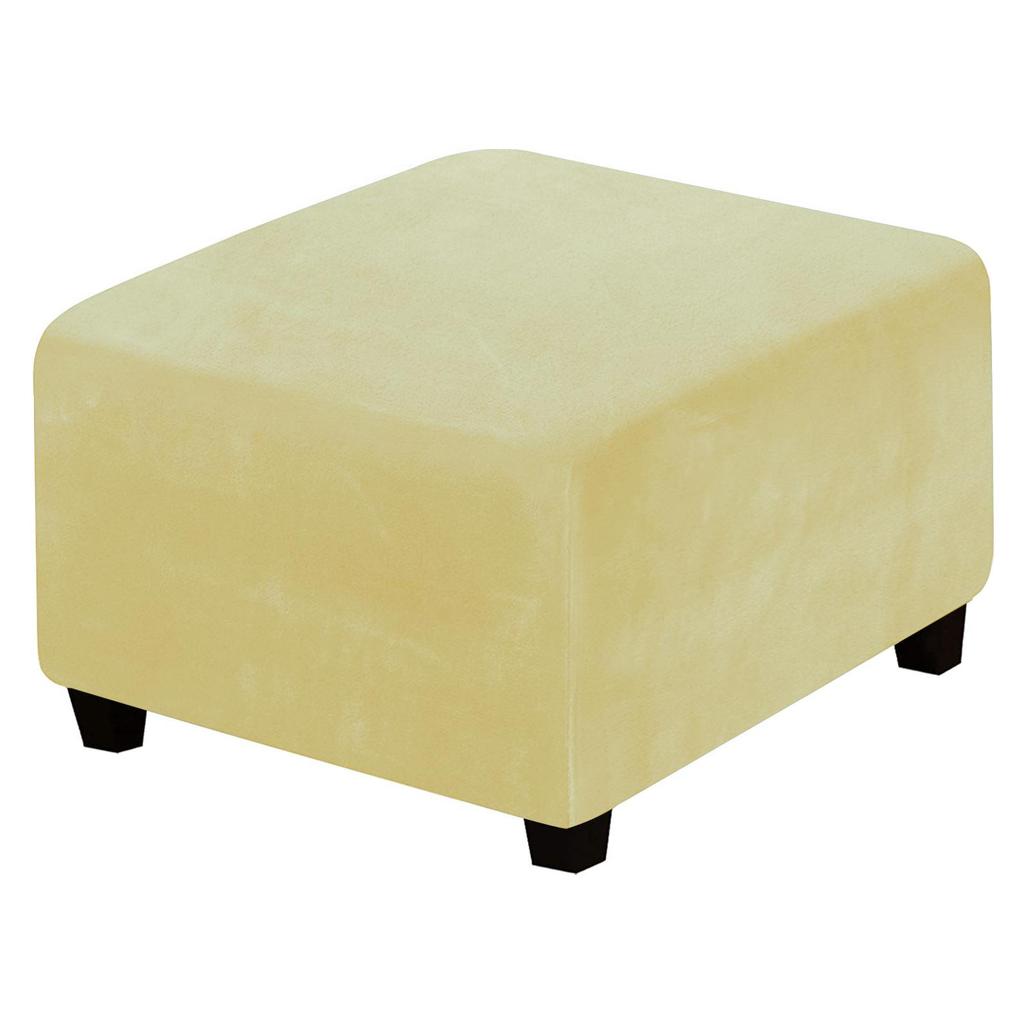 Elastic Anti-Scratch Ottoman Cover: Solid Color Footstool Protector for Home Use
